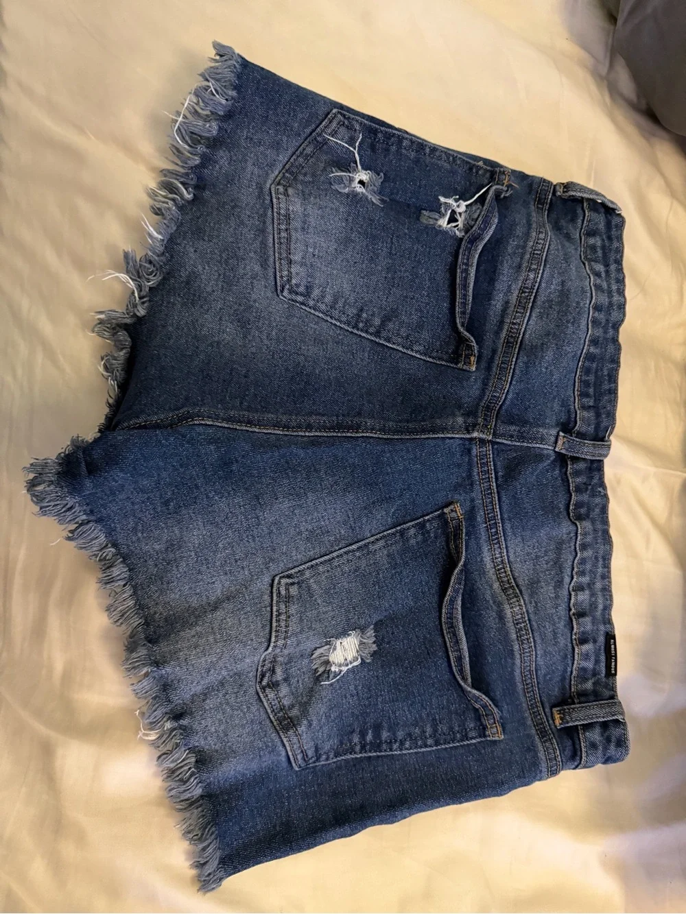 Distressed Dark Blue Denim Women's Shorts